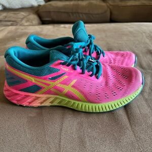 Asics Women's Pink and Teal Athletic Shoes